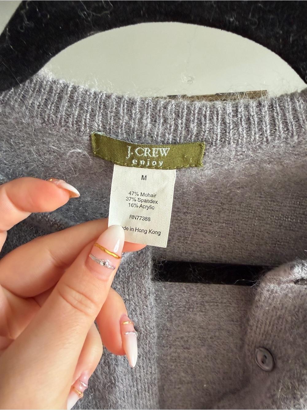 J.Crew Women's Mohair Crewneck Cardigan Sweater - Gray - Picture 2 of 3